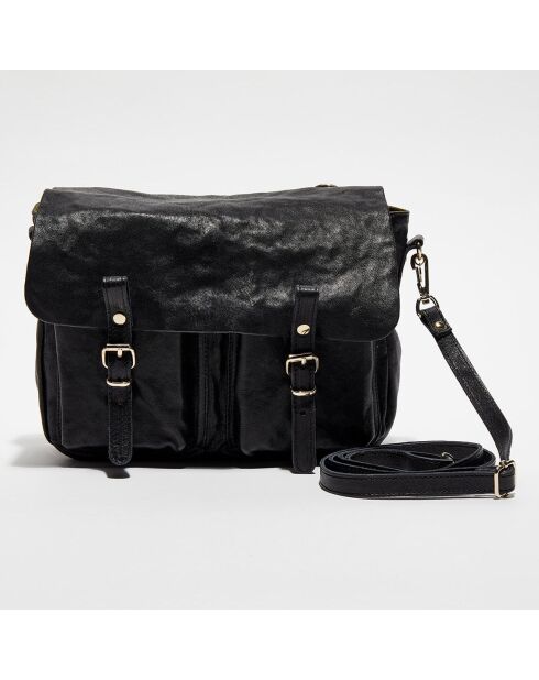 Sac Mini Maths Cuir Wash noir  18x26x8 cm