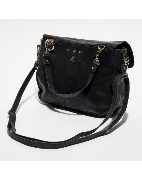 Sac Mini Maths Cuir Wash noir  18x26x8 cm