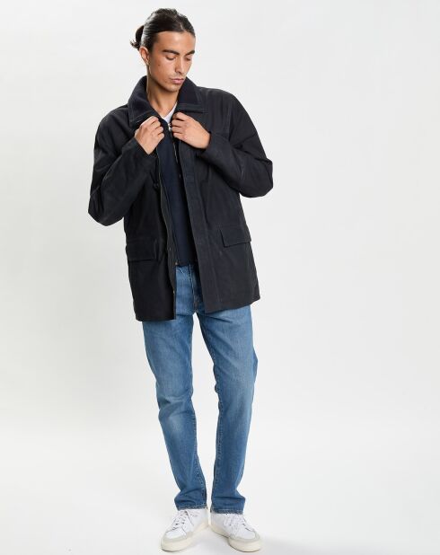 Manteau en Velours de Cuir Marco bleu