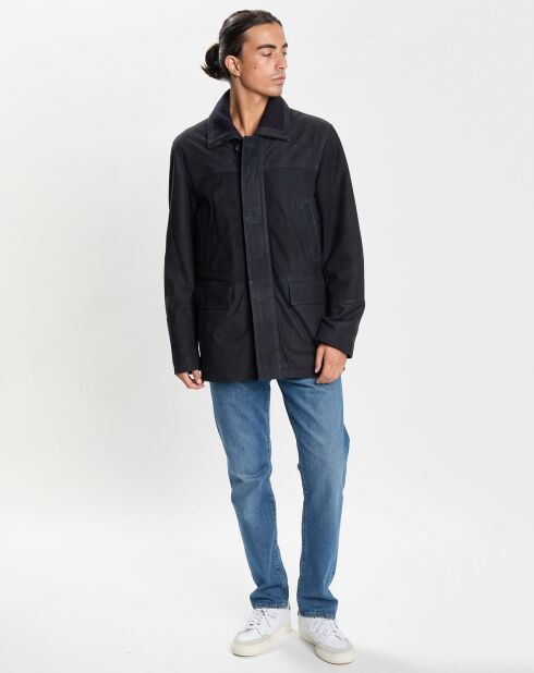 Manteau en Velours de Cuir Marco bleu