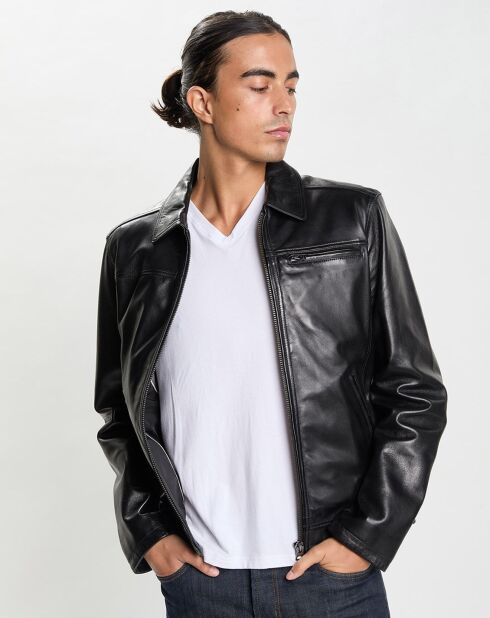 Veste en Cuir Stefano noire