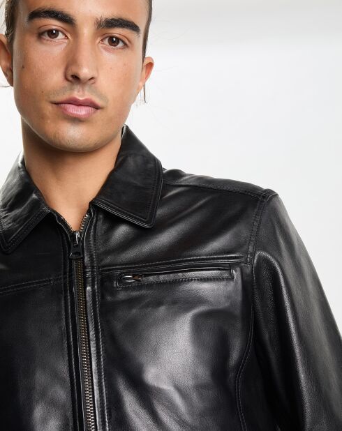 Veste en Cuir Stefano noire