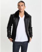 Blouson en Peau Lainée Reno noir