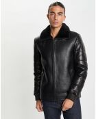 Blouson en Peau Lainée Reno noir