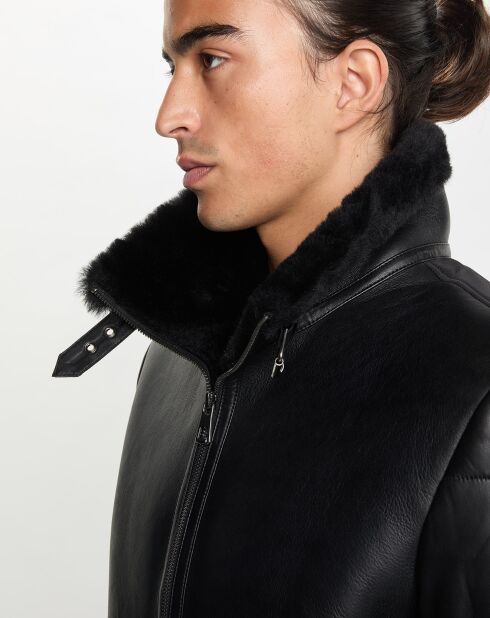 Blouson en Peau Lainée Reno noir