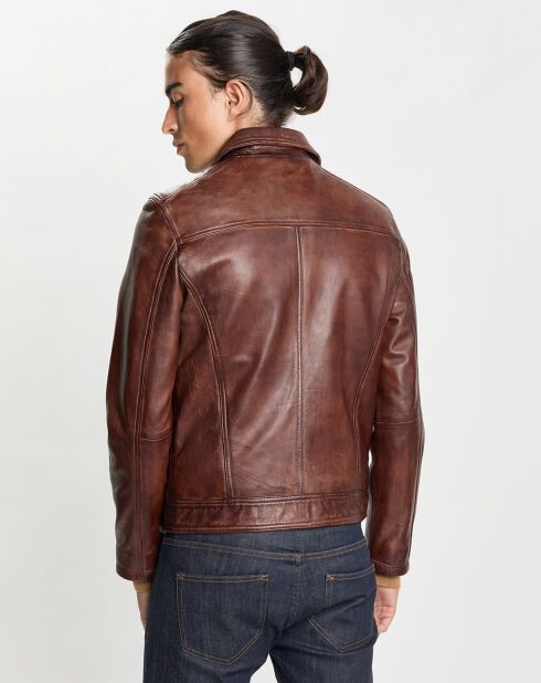 Veste en Cuir Stefano marron