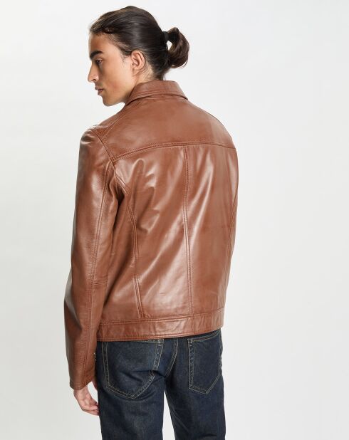 Veste en Cuir Stefano camel