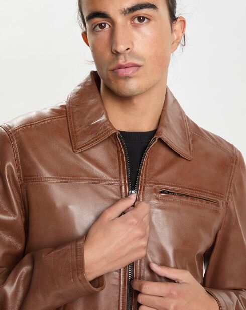 Veste en Cuir Stefano camel