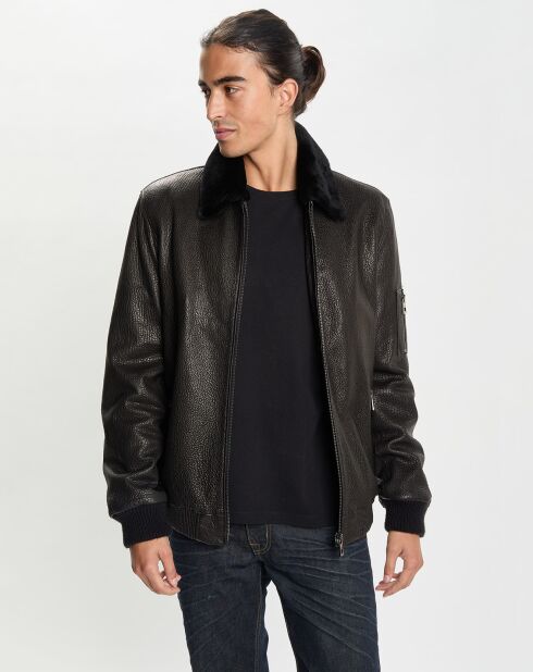 Blouson en Cuir Carlito noir