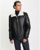 Blouson en Peau Lainée Reno noir