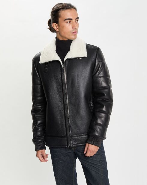 Blouson en Peau Lainée Reno noir