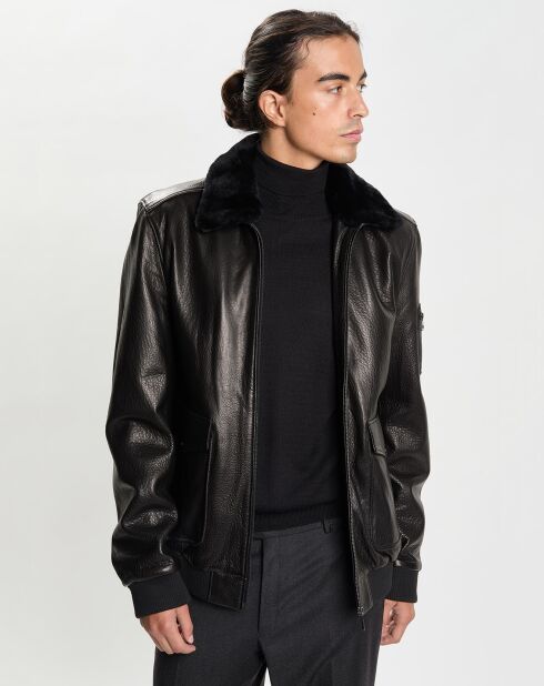 Blouson en Cuir Max Col noir