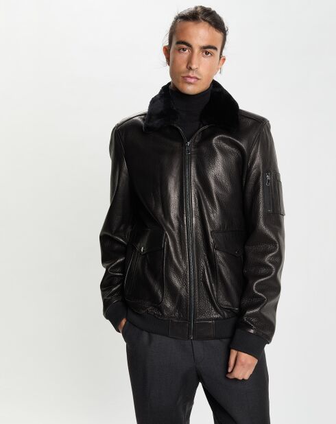 Blouson en Cuir Max Col noir