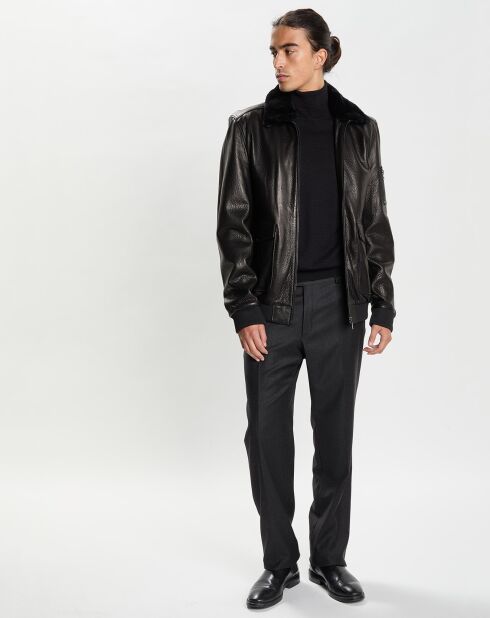 Blouson en Cuir Max Col noir