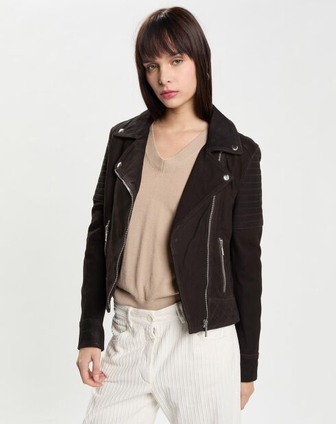 Veste en Velours de Cuir Julietta marron