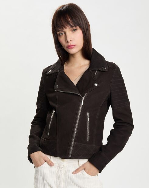 Veste en Velours de Cuir Julietta marron