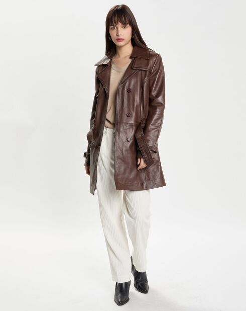 Trench en Cuir Anna marron