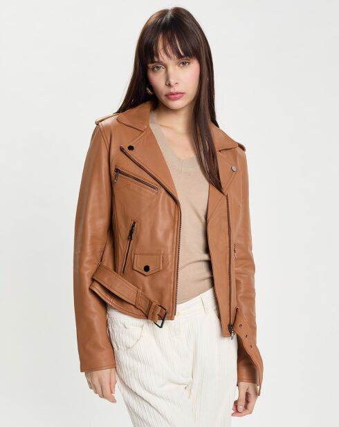 Perfecto en Cuir Billie camel