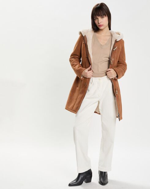 Manteau en Peau Lainée Lucina camel