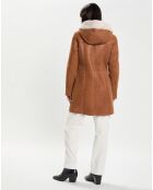 Manteau en Peau Lainée Lucina camel