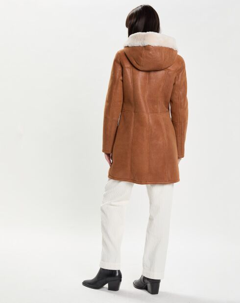 Manteau en Peau Lainée Lucina camel