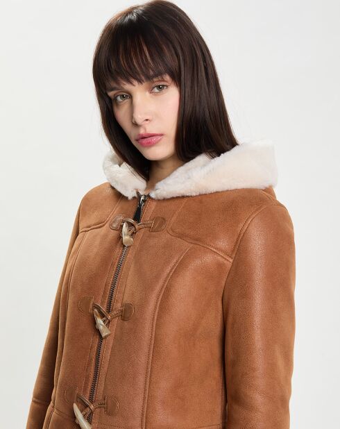 Manteau en Peau Lainée Lucina camel