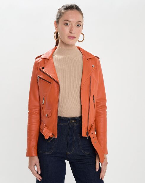 Perfecto en Cuir Billie orange