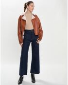 Blouson en Peau Lainée Katie camel