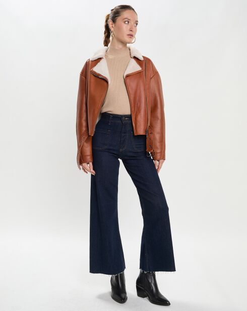 Blouson en Peau Lainée Katie camel