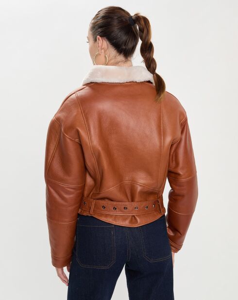 Blouson en Peau Lainée Katie camel