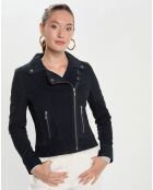 Veste en Velours de Cuir Julietta bleue