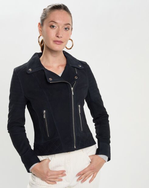 Veste en Velours de Cuir Julietta bleue