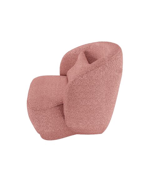 Fauteuil design bouclé Pablo rose - 78x81x74 cm