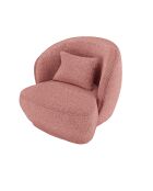 Fauteuil design bouclé Pablo rose - 78x81x74 cm