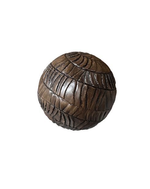 Boule décorative en résine effet bois sculpté Seoul bois foncé - 11.5x11.5x11.5 cm