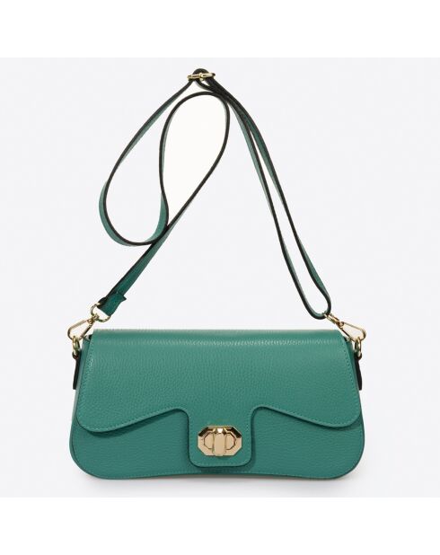 Sac bandoulière en Cuir vert d'eau - 27x8x15 cm