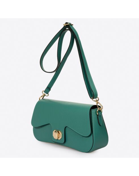 Sac bandoulière en Cuir vert d'eau - 27x8x15 cm