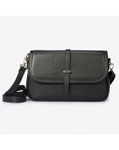 Sac bandoulière en Cuir noir - 27x8x16 cm