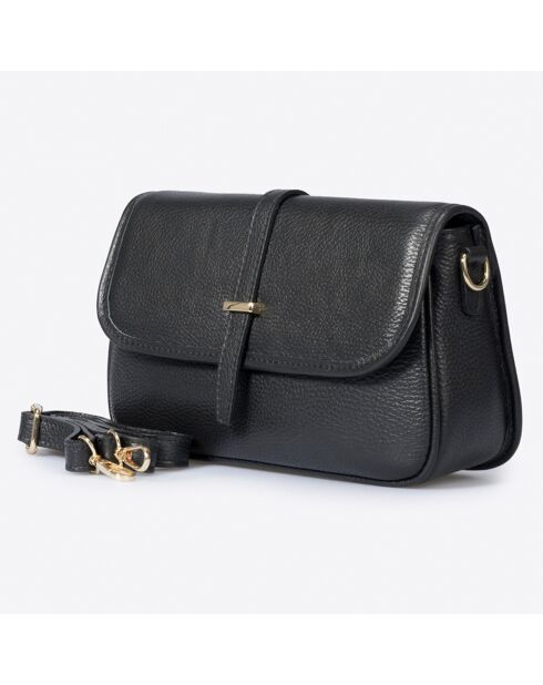 Sac bandoulière en Cuir noir - 27x8x16 cm