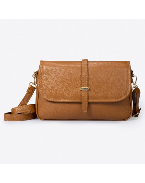 Sac bandoulière en Cuir cognac - 27x8x16 cm