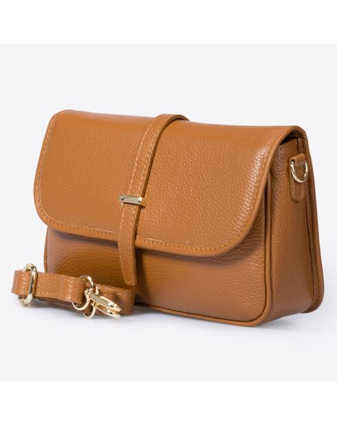 Sac bandoulière en Cuir cognac - 27x8x16 cm
