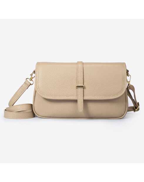 Sac bandoulière en Cuir taupe/marron - 27x8x16 cm
