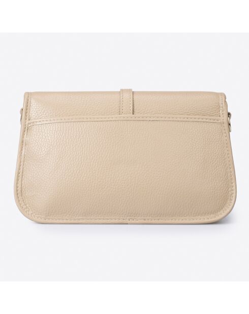 Sac bandoulière en Cuir taupe/marron - 27x8x16 cm