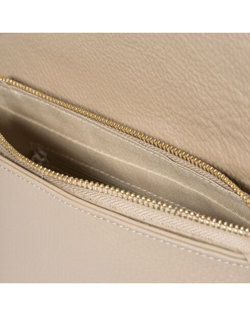 Sac bandoulière en Cuir taupe/marron - 27x8x16 cm