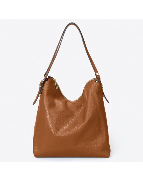 Sac porté épaule en Cuir cognac - 30x16x31 cm