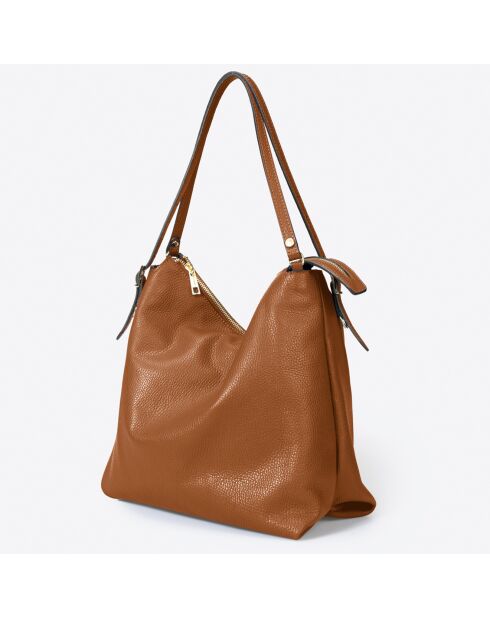 Sac porté épaule en Cuir cognac - 30x16x31 cm
