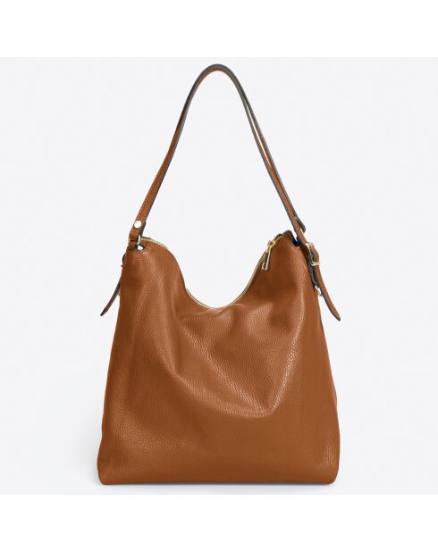 Sac porté épaule en Cuir cognac - 30x16x31 cm