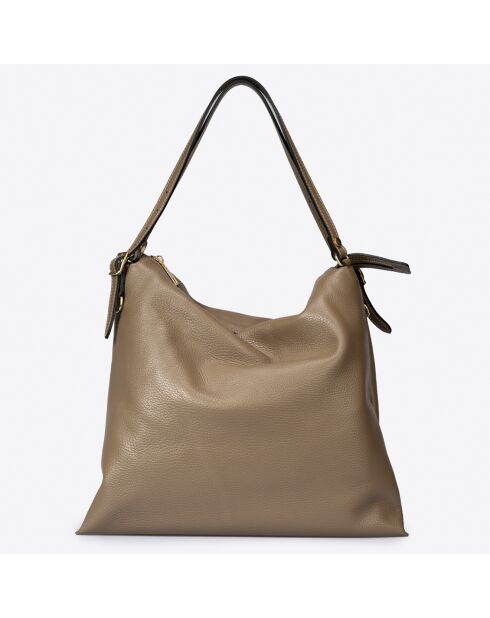 Sac porté épaule en Cuir taupe/marron - 30x16x31 cm