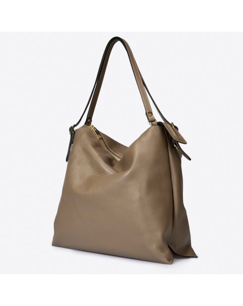 Sac porté épaule en Cuir taupe/marron - 30x16x31 cm