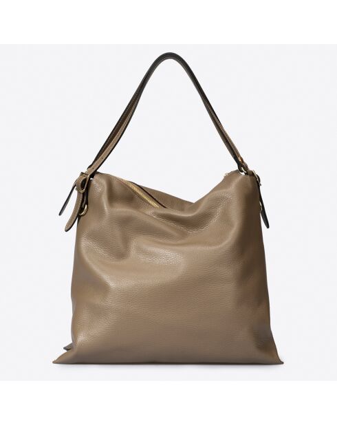 Sac porté épaule en Cuir taupe/marron - 30x16x31 cm
